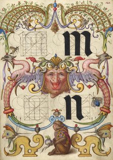 Guide for Constructing the Letters m and n; Mira calligraphiae monumenta, about 1591-1596. Creator: Joris Hoefnagel.