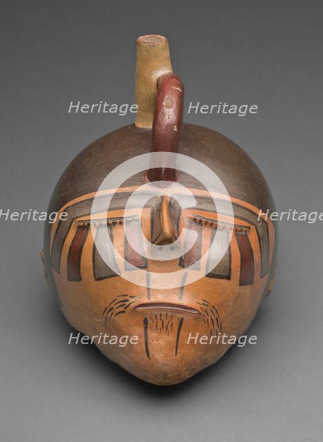 Bottle in the Form of a Severed Trophy Head, 180 B.C./A.D. 500. Creator: Unknown.