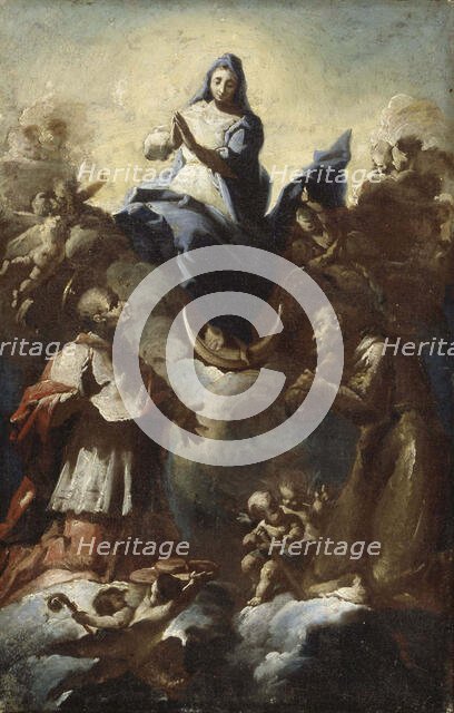 Virgin on the crescent moon with two saints, 1700-1750. Creator: Franz Anton Maulbertsch.