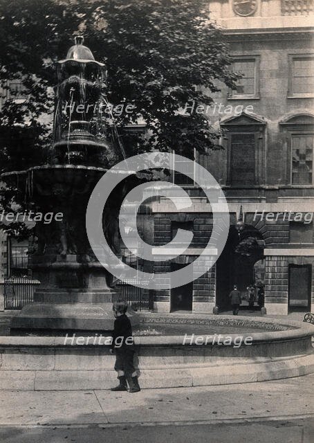 St Bartholomew's Hospital, London: the fountain in the centre of the courtyard with a small... Creator: Unknown.