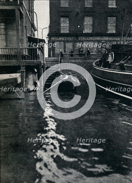 Platform stairs by The Angel public house, Rotherhithe, London, c1900, (1901). Creator: Unknown.