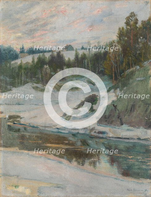 Winter landscape with River, 1893. Creator: Jorgen Sorensen.