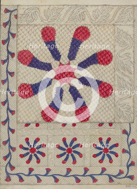 Pieced and Quilted Coverlet, c. 1937. Creator: Maud M. Holme.