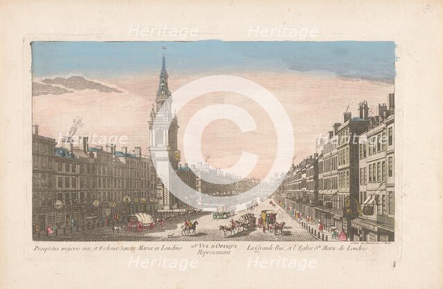 View of the Church Saint Mary-le-Bow on Cheapside in London, 1745-1775. Creator: Anon.