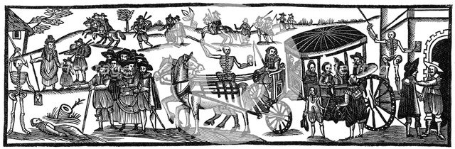 The plague: flight to the country, 1630, (1910). Artist: Unknown