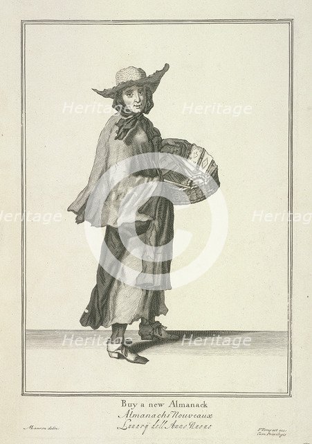 'Buy a new Almanack', Cries of London, (c1688?). Artist: Pierce Tempest