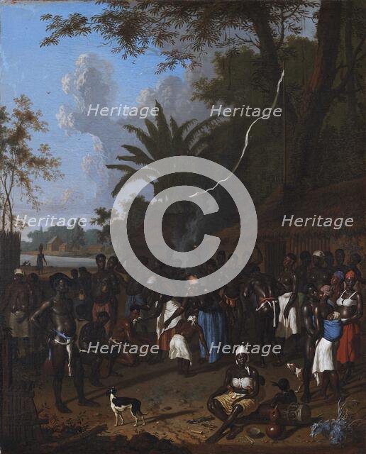 Ritual slave feast on a sugar plantation in Suriname, c1707. Creator: Valkenburg, Dirk (1675-1721).