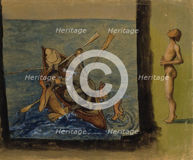 Vainamoinen and Iku-Turso, 1890-1897. Creator: Hugo Simberg.