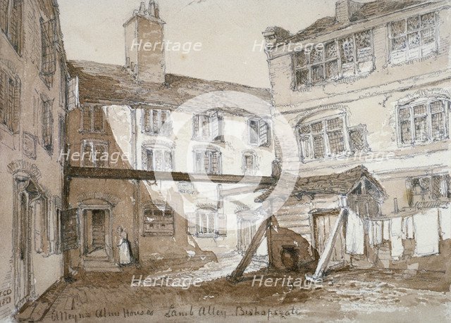 Alleyn's Almshouses, Gingerbread Court, Lamb Alley, City of London, 1851.       Artist: Thomas Colman Dibdin