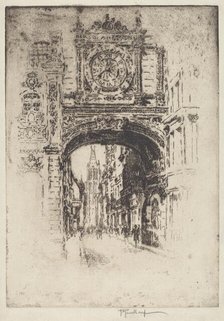 Grosse Horloge, Rouen, 1907. Creator: Joseph Pennell.