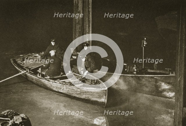 Thames Police on the night patrol, London, 20th century. Artist: Unknown