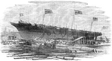 Launch of H.M. Dispatch Gun-Boat "Vigilant", at Messrs. Mare and Co.'s, Blackwall, 1856.  Creator: Unknown.