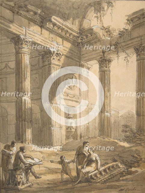 Artist Among Ruins, 18th century. Creator: Antonio Zucchi.