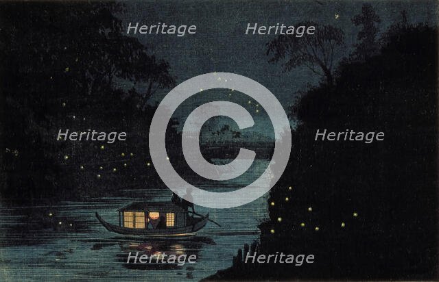 Fireflies at Ochanomizu, c1880. Creator: Kobayashi Kiyochika.