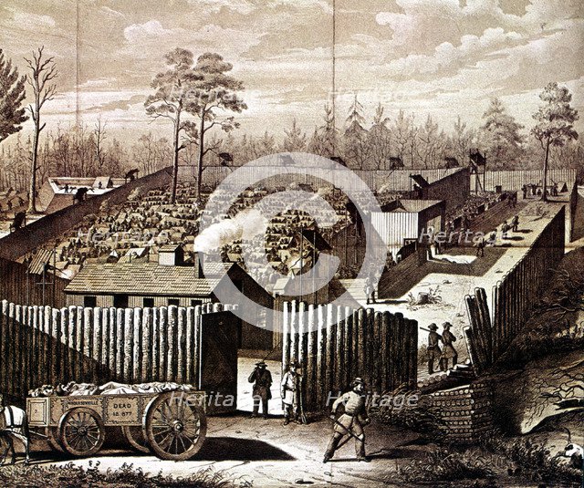 Prison stockade at Andersonville, Georgia, American Civil War, 1861-1865. Artist: Unknown