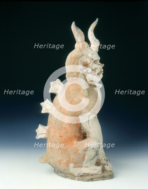 Pottery zhenmushou (a tomb guardian beast), early Tang dynasty, China, 7th century. Artist: Unknown