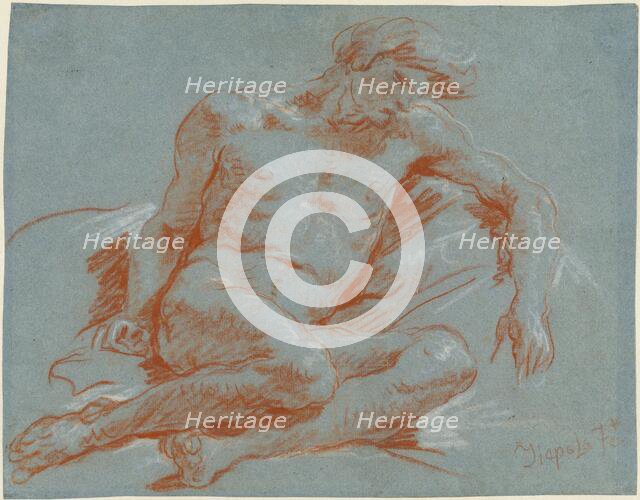 A Seated Male Nude, 1752/1753. Creator: Giovanni Battista Tiepolo.