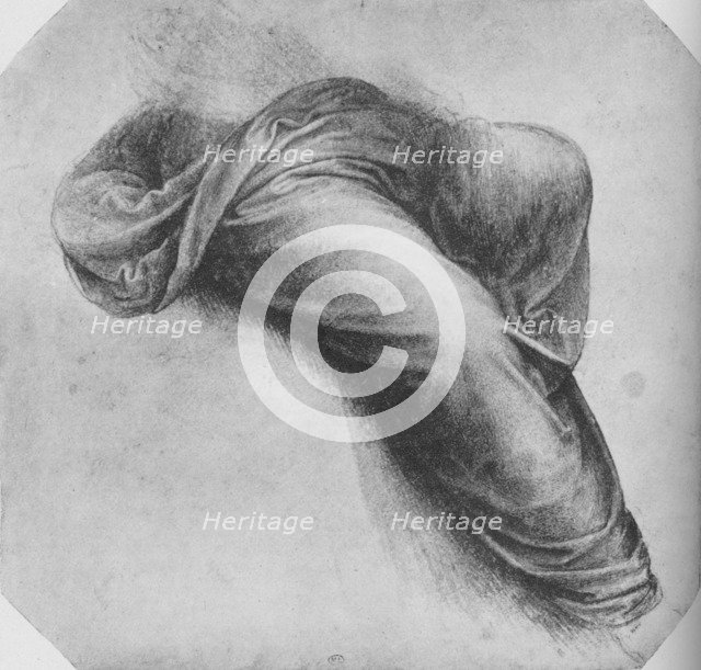 'Studies of the Drapery of a Figure Seated to Right', c1480 (1945). Artist: Leonardo da Vinci.
