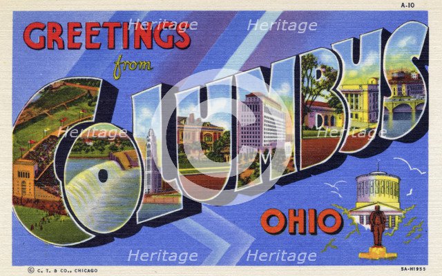 'Greetings from Columbus', Ohio, postcard, 1935. Artist: Unknown