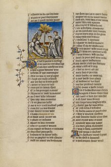 Two Messengers from the God of Love Delivering a Letter to Venus; Roman de la Rose, about 1405. Creator: Unknown.