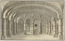 Dungeon - design for a stage set, 1700-1800.  Creator: J.A. Tempelier.