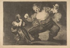 Plate 4 from the 'Disparates': Simpleton, ca. 1816-23 (private printing ca.1854). Creator: Francisco Goya.