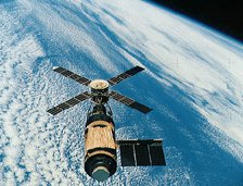 Skylab orbiting the Earth, 1970s.  Creator: NASA.