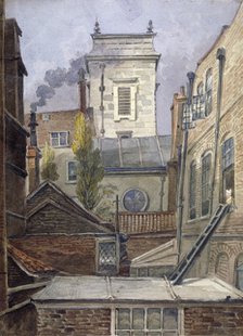 The tower of the Church of St George Botolph Lane, City of London, c1830.           Artist: George Shepheard
