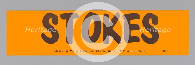 Bumper sticker endorsing Carl Stokes for Mayor of Cleveland, ca. 1967. Creator: Unknown.
