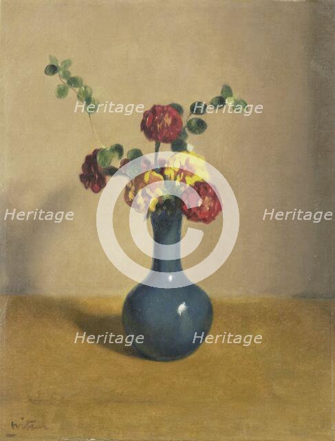Marigolds in a blue vase, 1885-1922.  Creator: Willem Witsen.