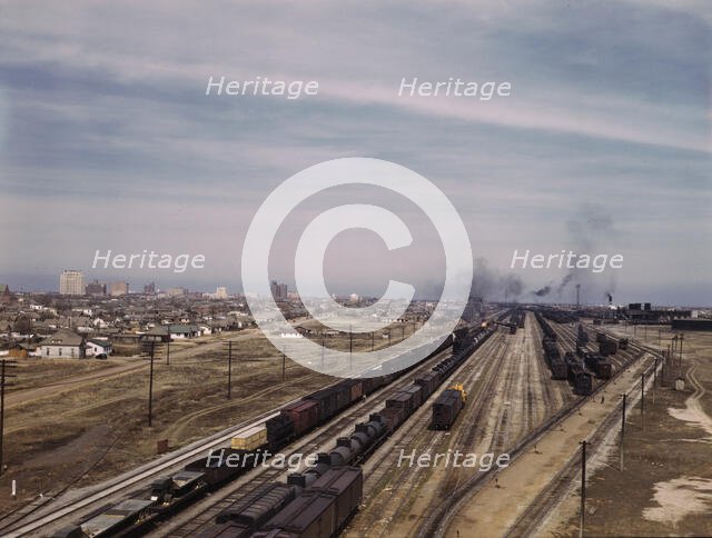 General view of the city and the Atchison, Topeka, and Santa Fe Railroad, Amarillo, Texas, 1943. Creator: Jack Delano.