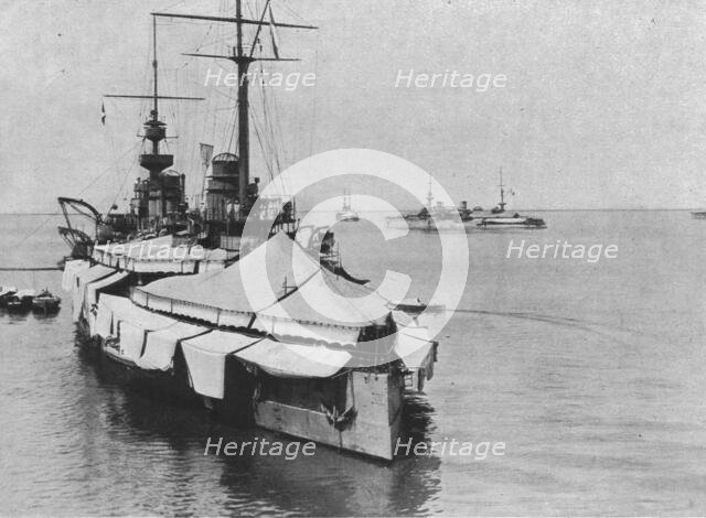 'La flotte Francaise en orient; Toilette d'ete des navires de Guerre: le cuirasse "Patrie"', 1916. Creator: Unknown.