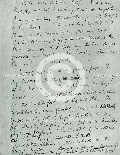 'Facsimile page of MS for "Indian Summer of a Forsyte", by John Galsworthy', 1918, (1928).  Creator: Unknown.