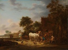 Country inn with a horse at the trough, 1643. Creator: Isaac van Ostade.
