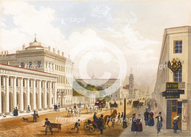 View of the Nevsky Prospekt in Saint Petersburg. Artist: Charlemagne, Jules (19th century)