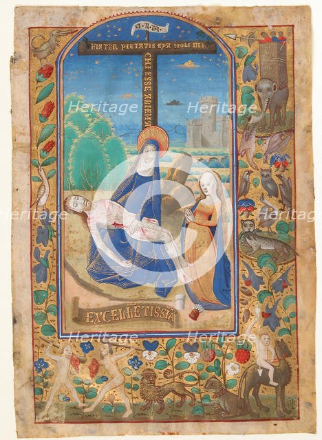 Manuscript Leaf with the Pieta, from a Book of Hours, last quarter 15th century. Creator: Unknown.