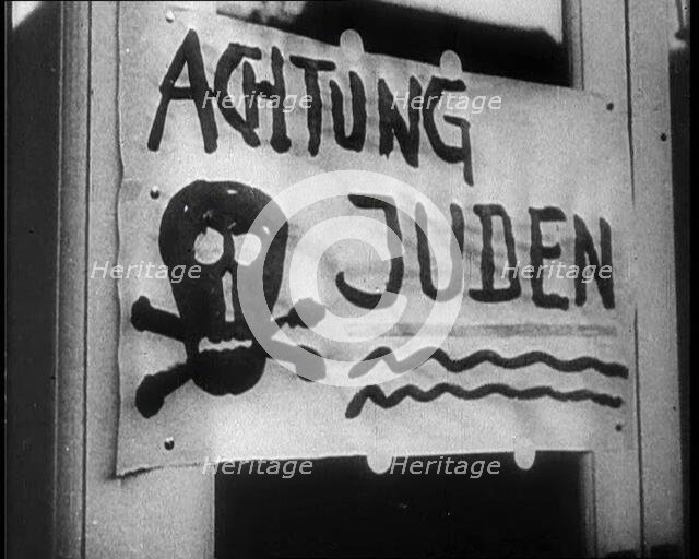 Sign Reading: 'Achtung Juden', 1933. Creator: British Pathe Ltd.