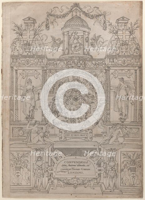Title Page and Dedication for the "Compendiosa totius Anatomiae delineatio", 1545. Creator: Thomas Geminus.
