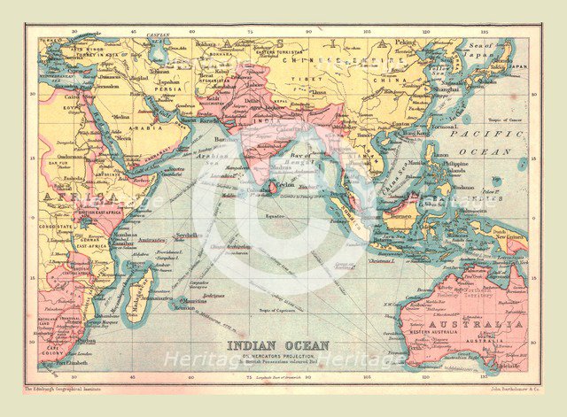 Map of the Indian Ocean, 1902.   Creator: Unknown.