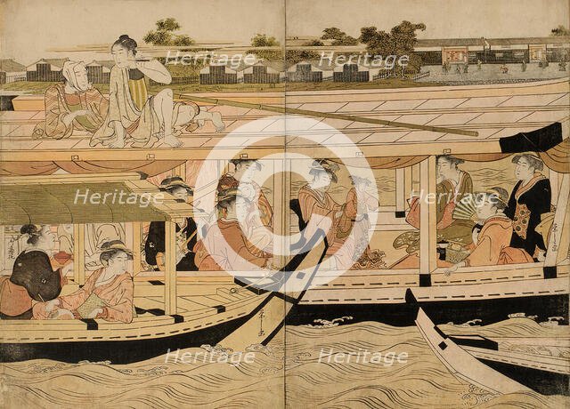 Pleasure Boats on the Sumida River, c. 1792. Creator: Hosoda Eishi.