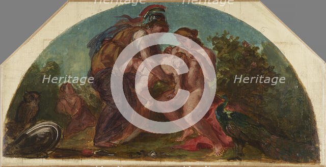Esquisse pour le salon de la Paix de l'Hôtel de Ville de Paris : Hercule recueilli..., c.1852-1854. Creator: Pierre Andrieu.