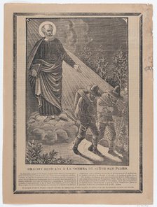 Indulgence with an image of St Peter watching over two pilgrims, ca. 1900-1910., ca. 1900-1910. Creator: José Guadalupe Posada.