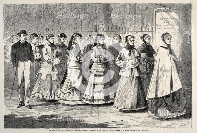 The Morning Walk - Young Ladies School Promenading the Avenue, 1868. Creator: Winslow Homer (American, 1836-1910).