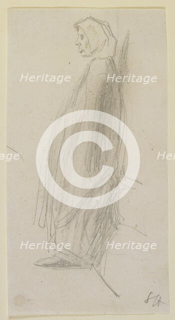 Profile sketch of an old woman standing, 1858. Creator: James Abbott McNeill Whistler.