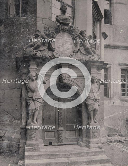 Baroque portal with atlantes (telamons), Rothenburg ob der Tauber, 1890-1900. Creator: Unknown.
