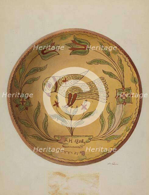 Pa. German Pie Plate, c. 1936. Creator: Albert J. Levone.