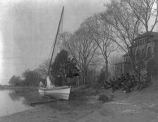 Hampton Institute students sketching a fishing boat at river bank. Hampton, Va. 1900. Creator: Frances Benjamin Johnston.