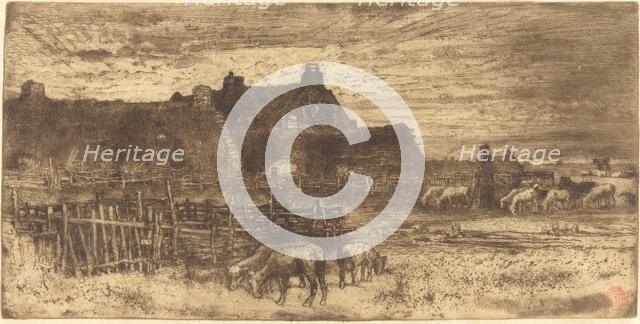 Les Bergeries, Soleil Couchant (Pastoral Scene, Setting Sun). Creator: Felix Hilaire Buhot.