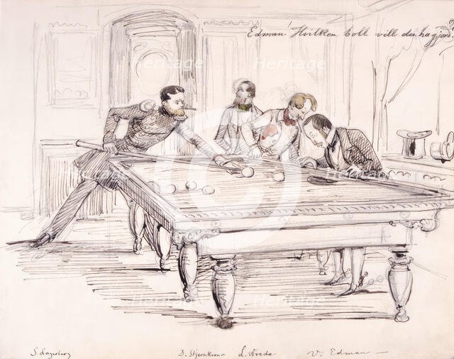 "Edman! Which ball do you want scored". Pool scene. (c1850s) Creator: Fritz von Dardel.