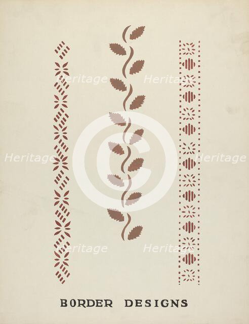 Border Designs from Proposed Portfolio "Maine Wall Stencils", 1935/1942. Creator: Mildred E Bent.